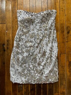 silver sequin mini dress